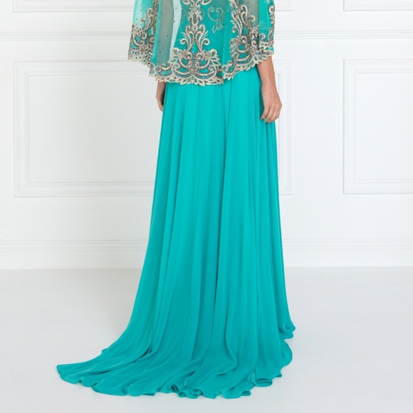 Patterned Waist Long Sleeves Prom Dress GL1527 - Picture 5 of 7